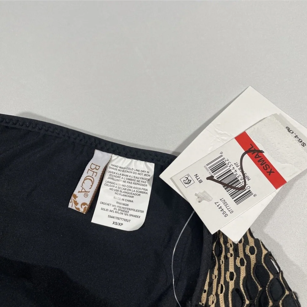 NEW Becca [‎ XS ] Reveal Hipster Bikini Bottoms in Black/Tan